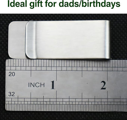 Small Men's Slim Money Clip, Stainless Steel Credit Business Card Holder, Pocket Cash Wallet, 2-Inch