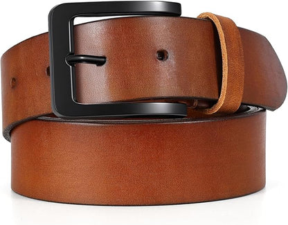 Men's Leather Belt Full Grain Leather Belts for Men Handmade Real Solid Top-Grain Leather Heavy-Duty Work Belt Gifts
