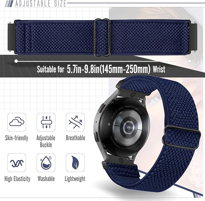 Runostrich 22mm Quick Release Elastic Band Compatible with Samsung Galaxy Watch 3 45mm/Garmin Venu 4 45mm/3 45mm/Venu 2/Vivoactive 4/Forerunner 570(47mm)/255/265/Amazfit Helio/Bip 6/5/Balance 2