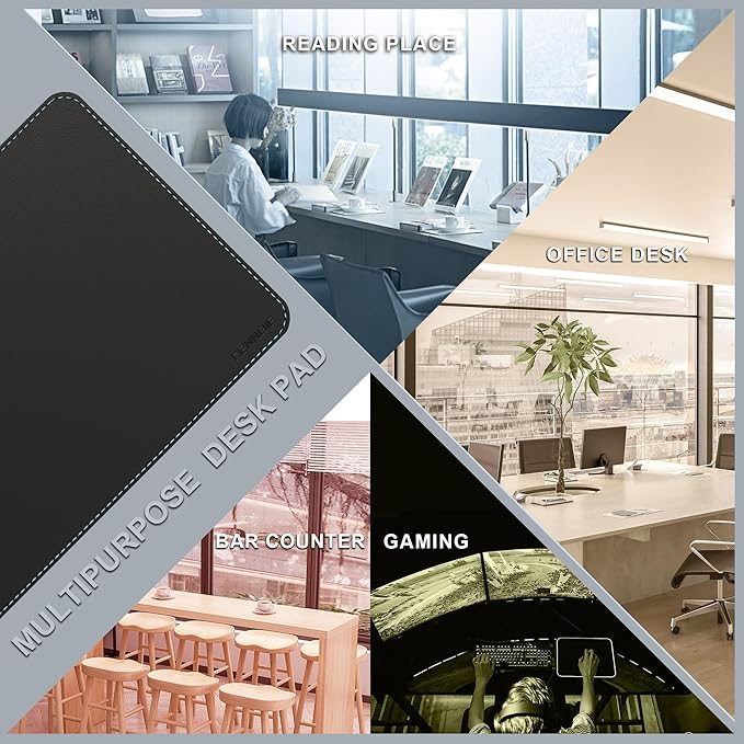 CENNBIE Leather Desk Mat Protector, XXL 78.7" x 19.6" Extra Large Leather Office Desk Pad Mat for Full Desk, Computer Desk Mat on top of desks - Oversized Large Mouse Pad (Black)