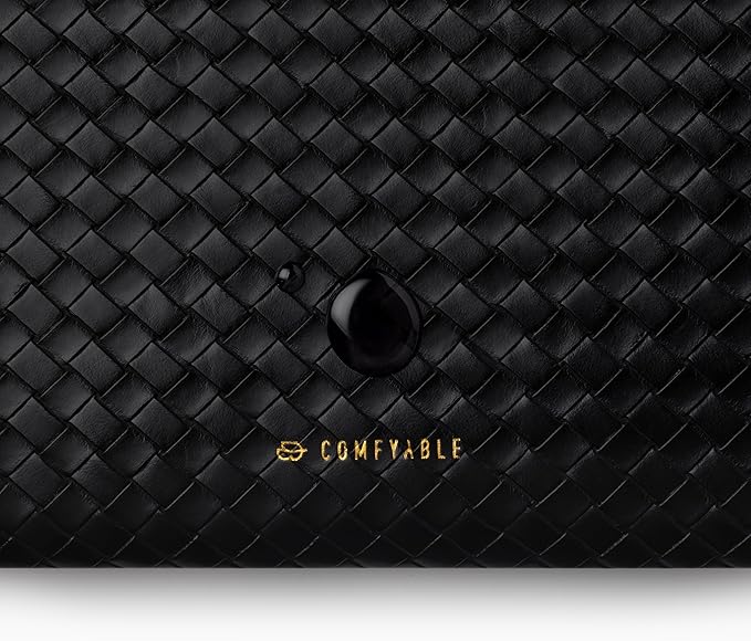 Comfyable Woven Laptop Sleeve 13 Inch 14 Inch Compatible with MacBook Air M5 & MacBook Pro M5 Pro/Max 2026, Faux Leather Mac Travel Case for Men Women, Black