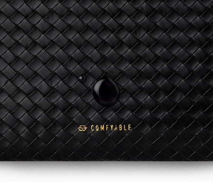 Comfyable Woven Laptop Sleeve 13 Inch 14 Inch Compatible with MacBook Air M5 & MacBook Pro M5 Pro/Max 2026, Faux Leather Mac Travel Case for Men Women, Black