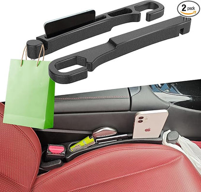 Car Seat Gap Filler 2 Pack with Organizer Hook Function & Car Glass Breaker,Prevents Small Items Tools from Falling Gap Stopper Seat Side Gap Filler for All Cars