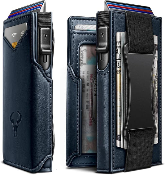 BULLIANT Men Wallet Gift Boxed,Slim Front Pocket Wallet Money Clip Card Holder 3.8"x2.7",Pop-up Access