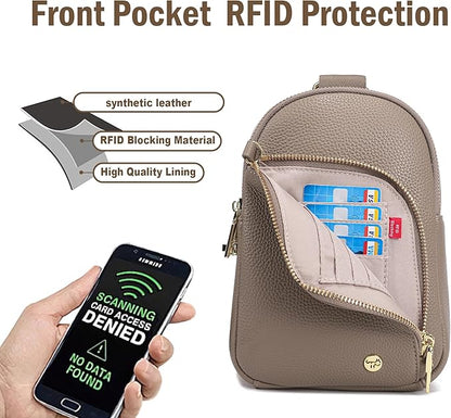 INICAT RFID Blocking Sling Bag, Anti Theft Crossbody Bag for Women, Travel Fanny Pack Style Purse, Vegan Leather
