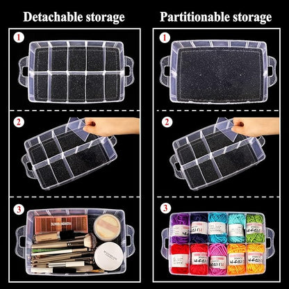 SGHUO 3-Tier Stackable Storage Container Box with Dividers-30 Compartments, Bead Organizers for Art Craft Storage, Washi Tape, Kids Toys, Jewelry, Beauty & Sewing Supplies