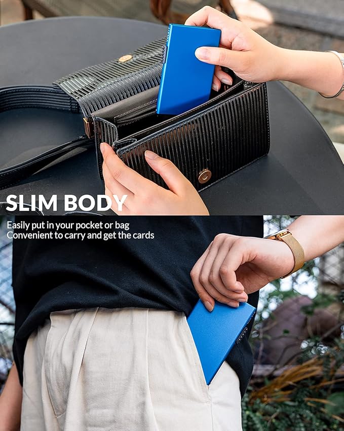 VULKIT Minimalist Credit Card Holder Pop Up Cards RFID Protection Slim Metal Wallet