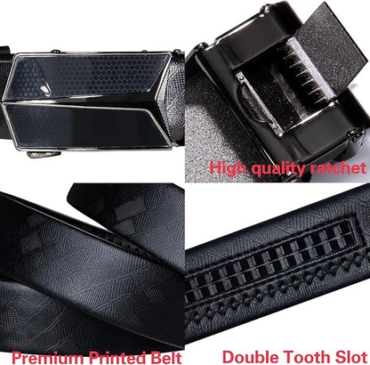 Dubulle Men's Ratchet Belt Gold/Black/Red/Green/Blue/White Automatic Buckle Business Casual Belt Gift - Adjustable Fit