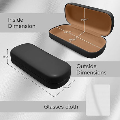 Glasses Case Large Hard Shell Eyeglasses Case PU Leather Protective for Sunglasses Eyeglasses