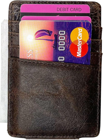 Money Clip RFID Front Pocket Wallet Men Leather Slim Minimalist Wallet
