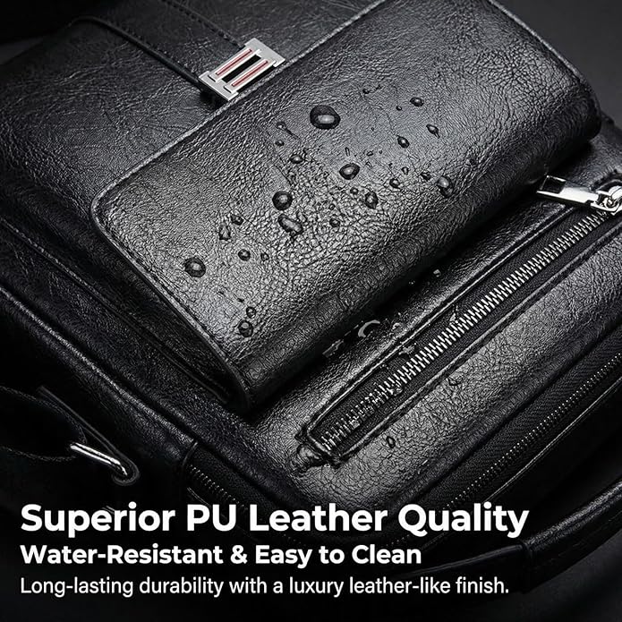 Men's Leather Crossbody Bag, Casual leather Bag for Men, Crossbody Bag Office Business,Handbag Purse Zipper