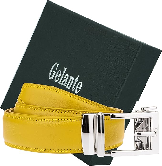 Gelante Ratchet Belt for Men, Mens Belts Leather 1.3'' Adjustable Trim to Fit Dress Belt