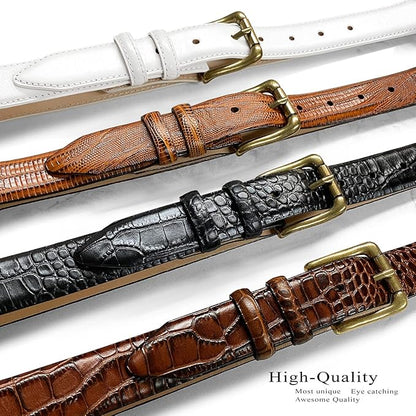Adam Gold Men's Genuine Full-Grain Cowhide Leather Dress Belt 1-1/8"(30mm) Wide Polished Buckle