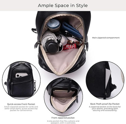 Alldaily Large Sling Bag for Women Crossbody Purse Leather Fashionable Trendy Chest Bag for Travel, Fanny Pack (Black)
