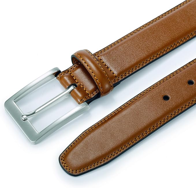 XOUXOU Men's Casual Leather Jeans Belts Classic Work Business Dress Belt with Prong Buckle for Men