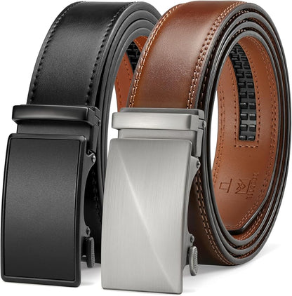 MILORDE Men's Leather Ratchet Belt - 35mm - Customizable Fit