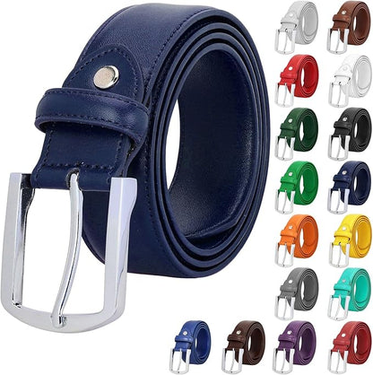 Falari Men Genuine Leather Casual Dress Belt With Single Prong Buckle, Classic Style Belt