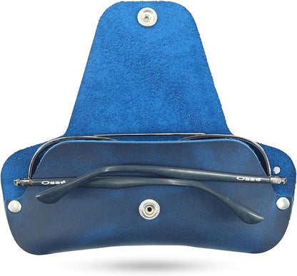 Toprank Leather Eyeglass Case - Handmade Slim Sunglasses Holder, Genuine and Universal Fit for Men and Women