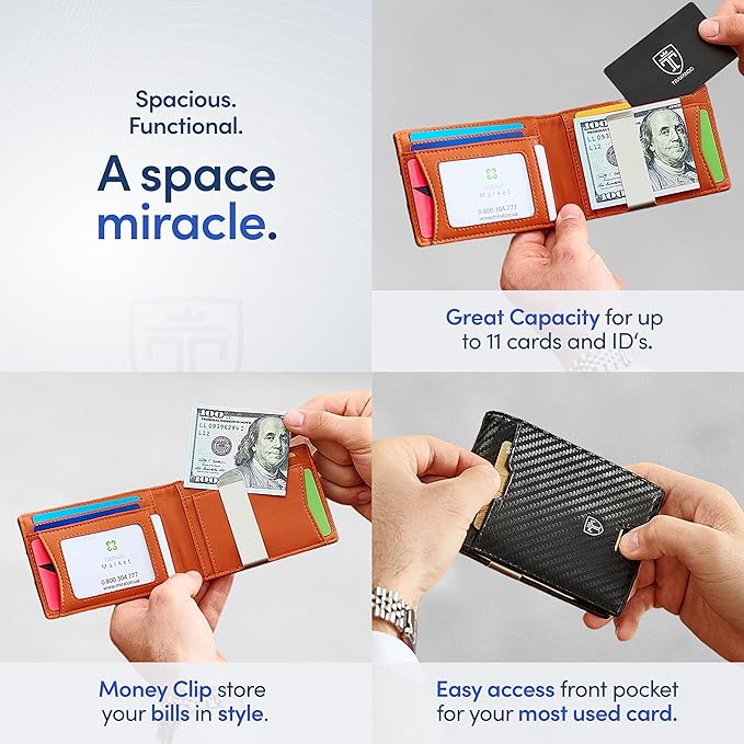 TRAVANDO Mens Wallet with Money Clip AUSTIN RFID Blocking Bifold Credit Card Holder for Men with Gift Box