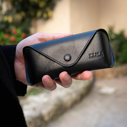 Time Resistance Leather Glasses Case - Hard Shell Leather Eyewear Holder – Sunglasses Case Handmade in Italy