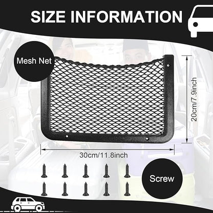 Frienda 2 Pcs Car Storage Net Bag, ABS Plastic Framed Mesh Net Holder, Phone & Cargo Organizer with Screws for Auto, Rv, Boat, Truck Pocket Storage (12 x 8 Inch)