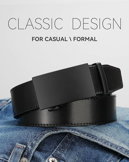 MILORDE Men's Leather Ratchet Belt - 35mm - Customizable Fit