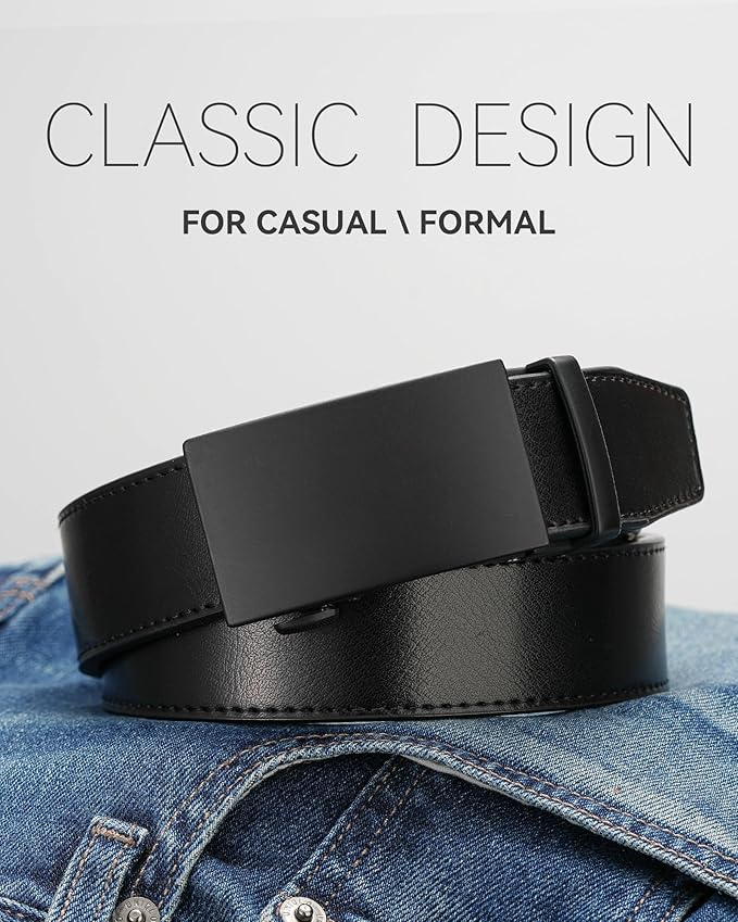 MILORDE Men's Leather Ratchet Belt - 35mm - Customizable Fit