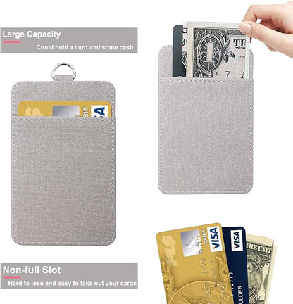 Life-Mate ID Badge Holder with 1 Clear ID Window, 1 Credit Card Slot and PU Leather Lanyard for Badge, Credit Cards, College ID Cards in Glitter Gray