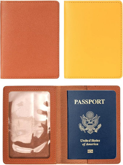 2 Pack Passport covers and Vaccine Card Holder PU Leather Passport Wallet Vaccine Case Protector Slot Travel Passport Wallets for Women & Men