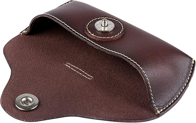 ZLYC Unisex Semi Hard Genuine Leather Eyeglass Case With Belt Loop for Prescription Eyeglasses & Standard Sized Sunglasses