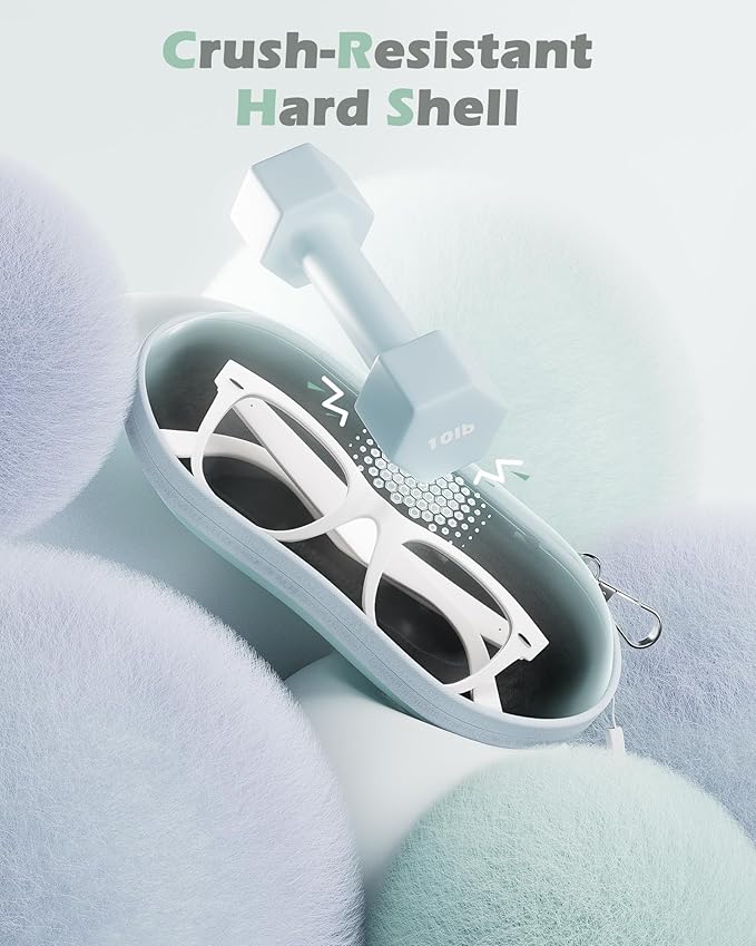 ProCase Sunglasses Case, Hard EVA Shell Shockproof Eyeglass Case for Men Women with Metal Hanging Hook and Velvet Lining, Travel Zipper Sport Glasses Holder Organizer for Gifts- Lightblue