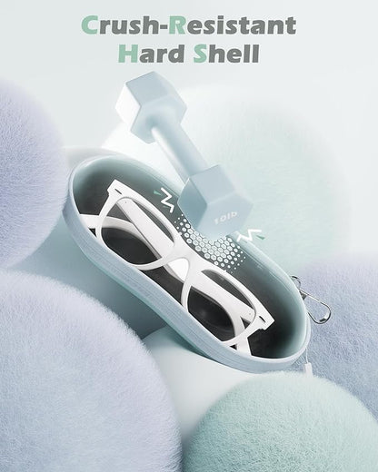 ProCase Sunglasses Case, Hard EVA Shell Shockproof Eyeglass Case for Men Women with Metal Hanging Hook and Velvet Lining, Travel Zipper Sport Glasses Holder Organizer for Gifts- Lightblue