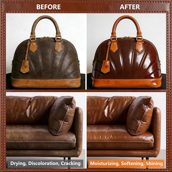 4-in-1 Natural Mink Oil 8.2oz Leather Cleaner and Conditioner, Premium Waterproof Soften Restore Formula – Leather Cleaner & Protector for Boots, Shoes, Jackets, Car Interiors, Saddle, Bags