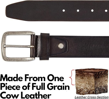 Real Full Grain Harness Cow Leather Belt for Men 38mm Width Casual Retro look Vintage style Handmade Valentine Gift