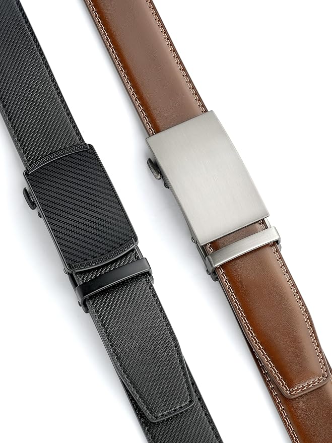 MILORDE Men's Leather Ratchet Belt - 35mm - Customizable Fit
