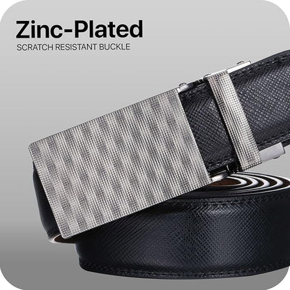 Marino Avenue Ratchet Belt for Men. Adjustable Leather Dress Belt with 38 Easy to Click Into Place Ratchet Closures.