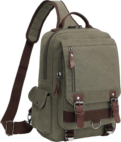 BASICPOWER Laptop Sling Bag for Men Women, Sling Backpack Crossbody Bag Fits 14 inch Computer with USB Port Anti-theft