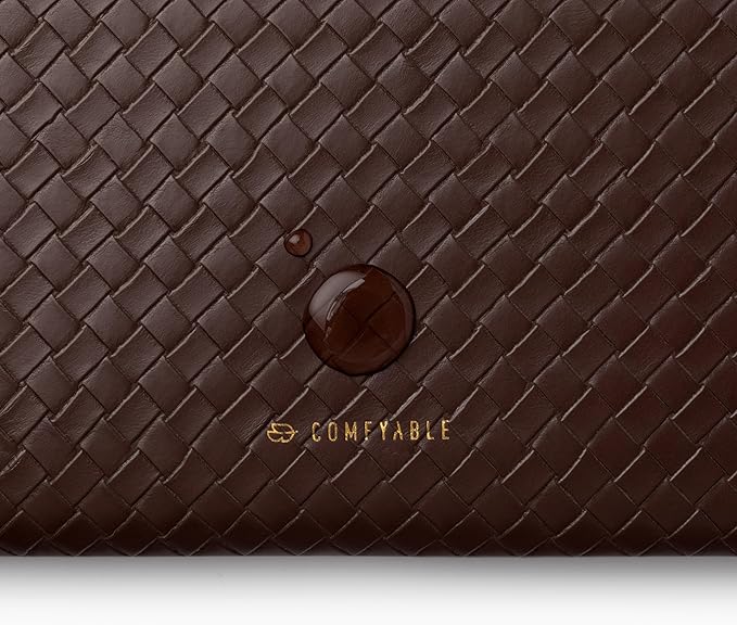 Comfyable Woven Laptop Sleeve 13 Inch 14 Inch Compatible with MacBook Air M5 & MacBook Pro M5 Pro/Max 2026, Faux Leather Mac Travel Case for Men Women, Mocha Brown