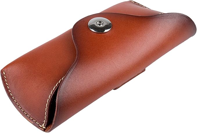 ZLYC Unisex Semi Hard Genuine Leather Eyeglass Case With Belt Loop for Prescription Eyeglasses & Standard Sized Sunglasses