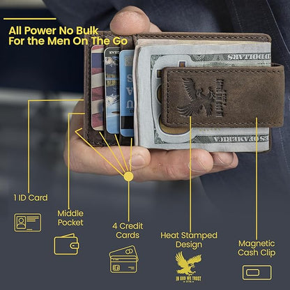 BULL GUARD Magnetic Money Clip Men's Wallet Crafted from Genuine Leather, Slim Front Pocket Minimalist Card Case RFID Secure | Magnetic Money Clip, Slim, Front Pocket, Minimalist, Card Case