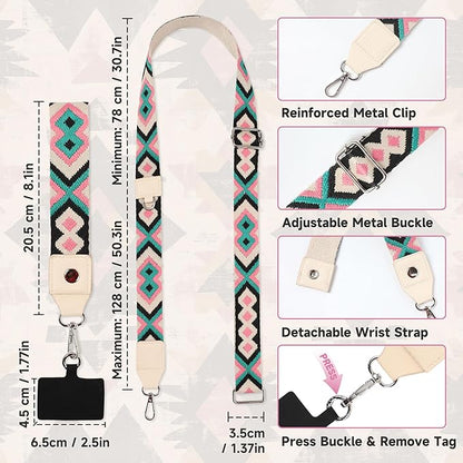 FUVLIFE Phone Lanyard Crossbody Wrist Strap, Adjustable Clip and Go Strap for Phone with Wallet Crossbody, Phone Strap with Zippered Pouch, Universal Hands-Free for All Cell Phone