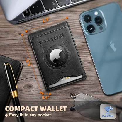 BULLIANT Men Wallet Airtag&Standard Use,Slim Front Pocket Wallet Money Clip for Gifg Men RFID Blocking 11Cards