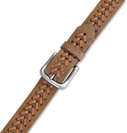 MILORDE Leather Braided Belts for Men, Handmade, Causal Woven Leather Jeans daily wear