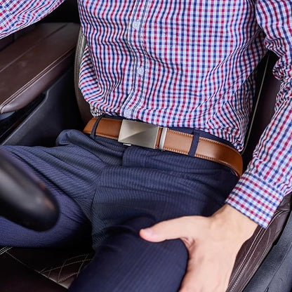 VATAN Men's Belt Leather Ratchet Belt for Men Dress Casual Every Day with Adjustable Buckle, Trim to Fit
