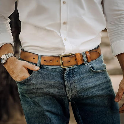 Men's Leather Belt Full Grain Leather Belts for Men Handmade Real Solid Top-Grain Leather Heavy-Duty Work Belt Gifts