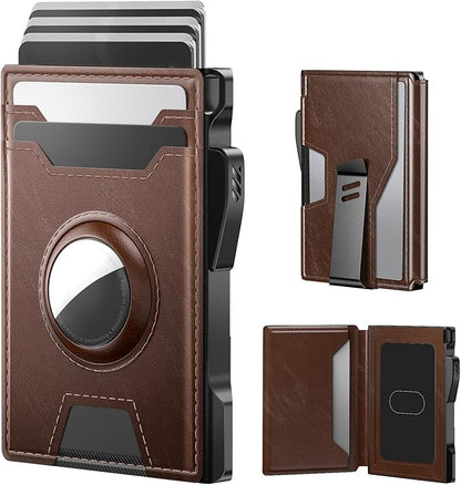 typecase AirTag Wallet for Men: Compatible with Apple AirTag (1st & 2nd Generation), RFID Blocking, Genuine Leather, Slim & Minimalist Design,13 Cards Capacitiy | ID Window | Money Clip (Brown)