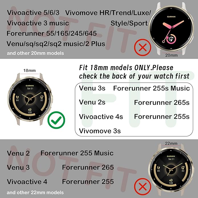 Laband 18mm Floral Engraved Band Compatible With Garmin Venu 3S 41mm/Venu 2S/Vivoactive 4S/Vivomove 3S/Venu 4 41mm/Forerunner 255S/Forerunner 265S,Soft Slim Silicone Cute Embossed Flower Strap for Men