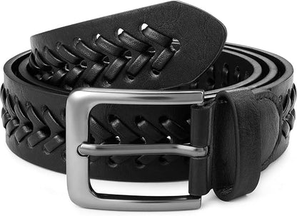 MILORDE Leather Braided Belts for Men, Handmade, Causal Woven Leather Jeans daily wear