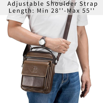 Small Leather Messenger Bag for Men, Man Bag Crossbody, Men's Shoulder Bags Leather Man Purse Handbag