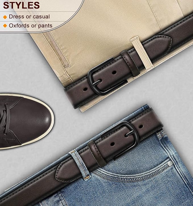 KEMISANT Men Belt-Genuine Leather Belt for Men Dress Casual Golf Jeans 1 3/8"